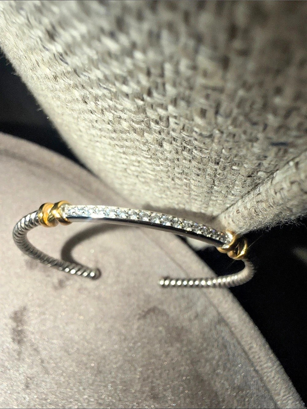 David Yurman Buckle Classic Cable Bracelet with Rhinestones Silver Gold